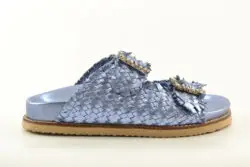 Inuovo slippers blauw vlecht leer