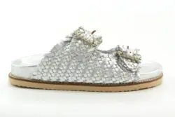 Inuovo slippers zilver vlecht leer