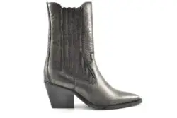 Bronx enkellaarzen hak lood zilver leer