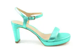 Unisa sandalen hak Soro metallic groen leer