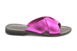 Slaye slippers metallic fuxia leer
