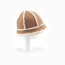 Warmbat dames muts bruin suede/wol