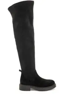 Babouche zwarte knielaarzen stretch suede