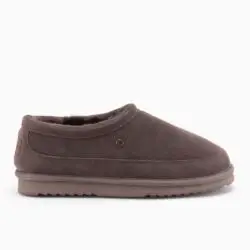 Warmbat heren pantoffels bruin suede/wol