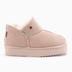 Warmbat dames enkellaarzen rose/wol