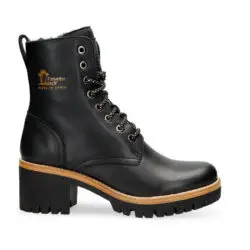 Panama Jack veterboots hak zwart leer/wol