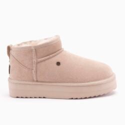 Warmbat dames enkellaarzen plateau rose suede