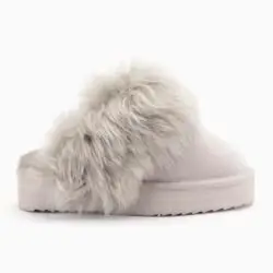 Warmbat dames Pantoffels licht grijs suede