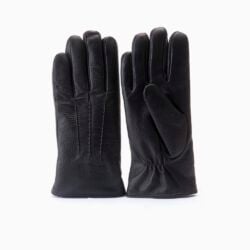 Warmbat heren handschoenen zwart leer