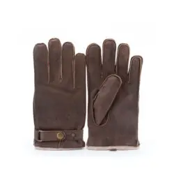 Warmbat heren handschoenen bruin leer