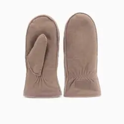 Warmbat wanten beige suede/wol moss