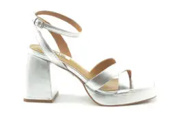 Bibi Lou sandalen hak metallic zilver leer