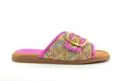 Unisa slippers raffia fuchsia-beige