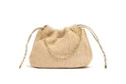 Unisa schoudertas beige raffia