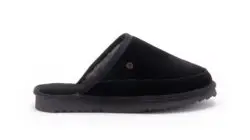 Warmbat heren pantoffels zwart suede/wol