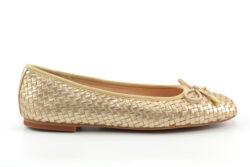 Inuovo ballerina goud vlecht leer