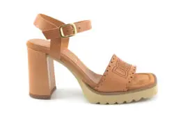 Unisa sandalen hak bruin leer