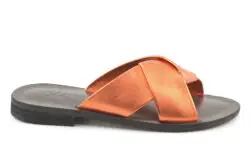 Slaye slippers metallic oranje leer