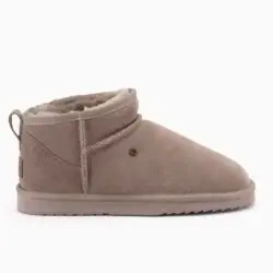 Warmbat enkellaarzen groen suede/wol