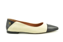 Babouche ballerina zwart-beige leer