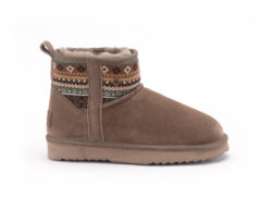 Warmbat enkellaarzen bruin suede/wol