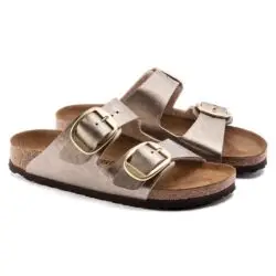 Birkenstock slippers goud leer