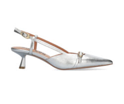 Bibi Lou pump slingback zilver leer