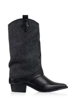 DWRS westernlaarzen kap zwart denim