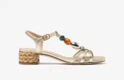 Unisa sandalen hak goud leer