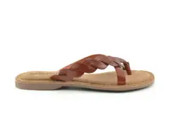Lazamani teenslippers bruin leer