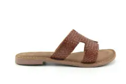 Lazamani bruine slippers vlechtleer