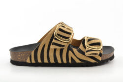 Scholl slippers zebra zwart-bruin