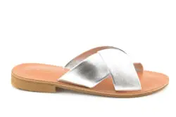 Slaye slippers metallic zilver leer