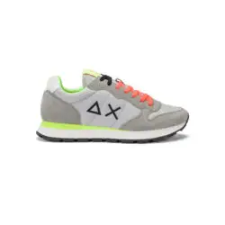 Sun68 grijze sneakers met fluor geel