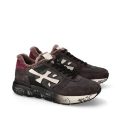 Premiata bruine sneakers met fake-fur