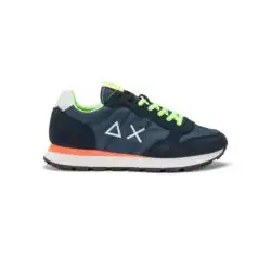 Sun68 blauwe sneakers met fluor groen
