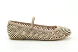 Lola Cruz ballerina nude suede met strass