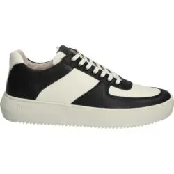 Blackstone wit-zwarte leren sneakers
