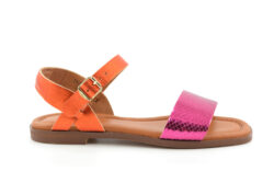 Red-Rag sandalen fuchsia-oranje leer