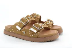 Toral bruine slippers met studs