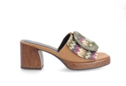 Noa Harmon slippers hak bruin-groen