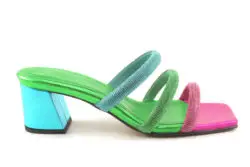 Toral luxe slippers hak Mila fuxia/groen/blauw