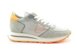 Philippe Model grijze sneakers met fluo oranje