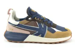 Kaotiko lage sneakers blauw-bruin combi