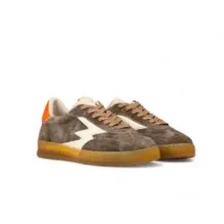 Moa Concept taupe sneakers met fluor oranje