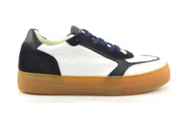 Concept lage sneakers wit-blauw leer