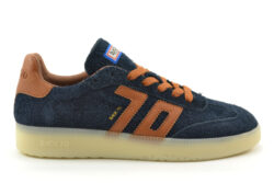 Back 70 blauwe sneakers met bruin
