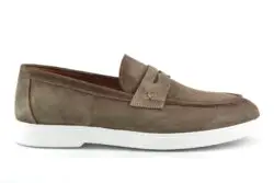Flecs donker beige suede loafers