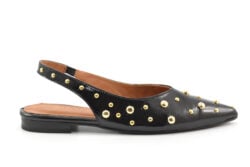Babouche zwarte lak slingbacks met studs