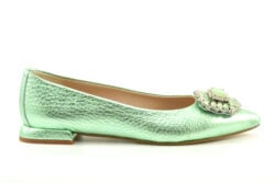 Gianluca Pisati ballerinas metallic groen leer